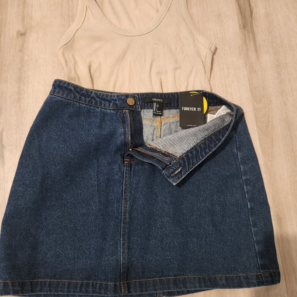 A&F Ribbed Tank Top and Forever 21 Blue Jean  Mini Skirt with tag